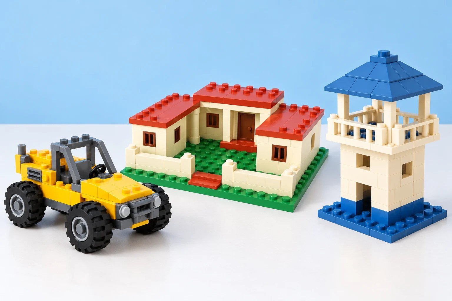 Construction brick sets collection